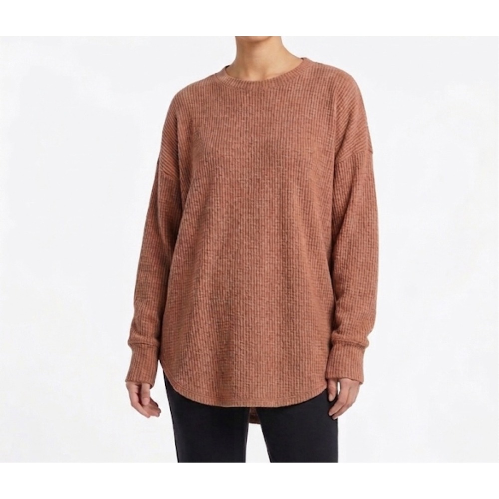 Oversized Ribbed Sweater Womens XL Brown High Low Comfy cozy Earthy NWT Lounge